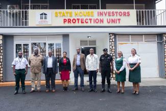 Group photo with Heads and officials of UCAA, Entebbe International Airport, Directorate of Immigration Control, Aviation Security and Aviation Police on 22nd Sept 2023