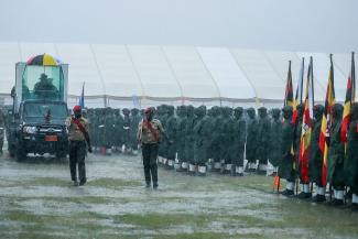 H.E Gen. Y.K Museveni inpects guard of honor on the 43rd Tarehe Sita.